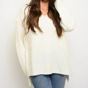 Cream So Soft Cozy V-neck Sweater top